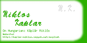 miklos kaplar business card